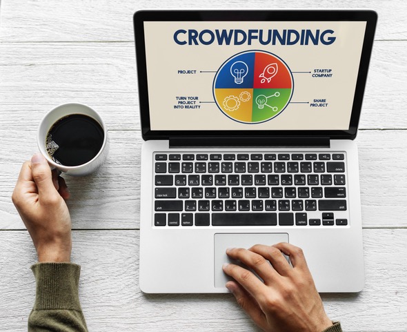 Crowdfunding graph on laptop screen